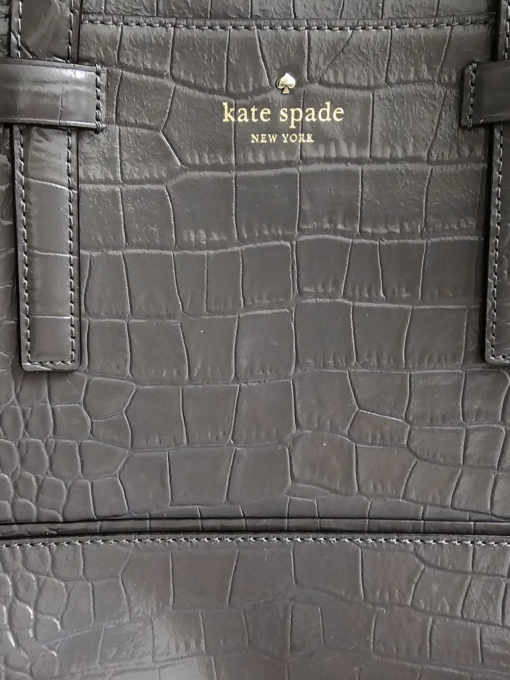 Kate Spade Gray Croc-Embossed Dome Satchel